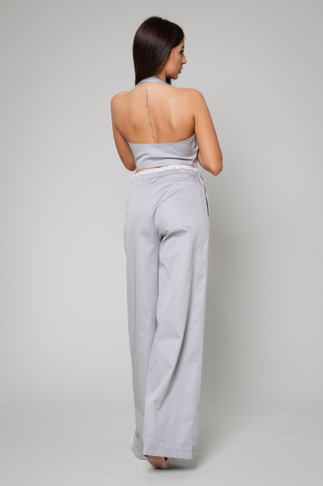 Set Vest with bare back and long pants Gray [2]