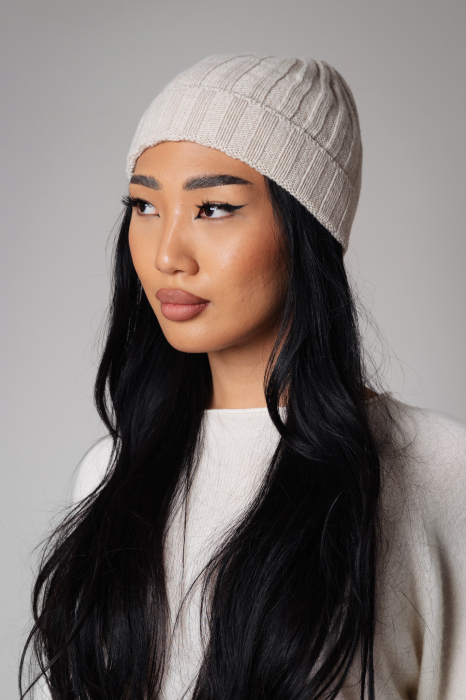 Caciula din mix de lana si casmir Beige [2]