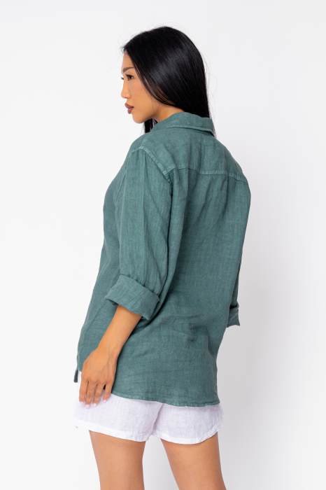 Camasa Boyfriend de plaja dIn 100% In Dark Olive [4]
