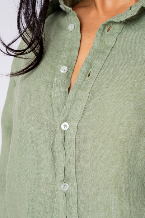 Camasa Boyfriend de plaja dIn 100% In Light Olive [4]