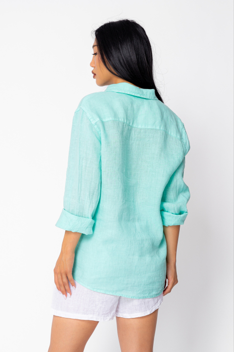 Camasa Boyfriend de plaja dIn 100% In Ice Green [4]