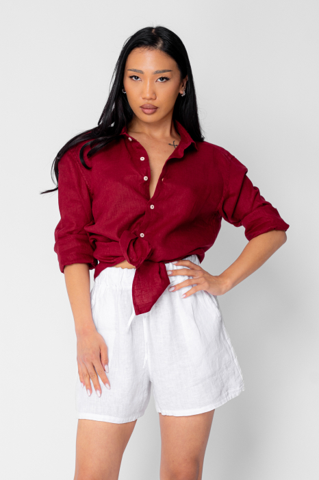 Boyfriend Shirt Linen Burgundy [3]