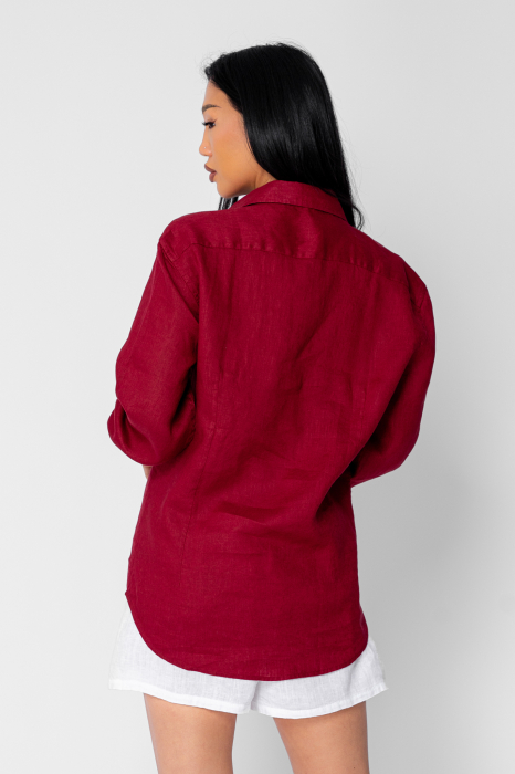 Boyfriend Shirt Linen Burgundy [2]