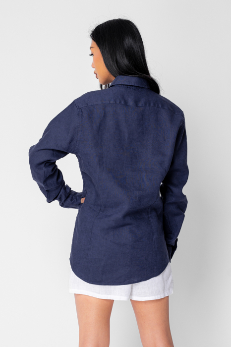 Boyfriend Shirt Linen Navy [3]