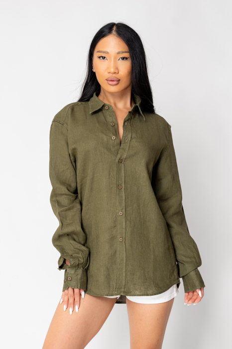 Boyfriend Shirt Linen Green [2]