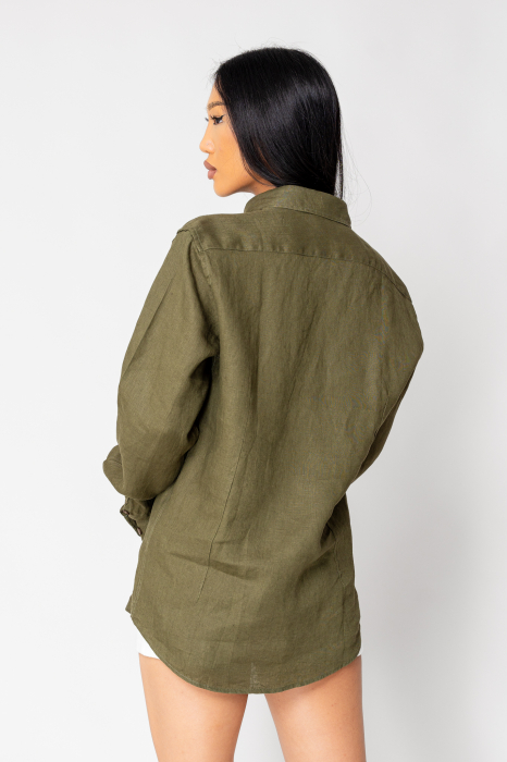 Boyfriend Shirt Linen Green [4]