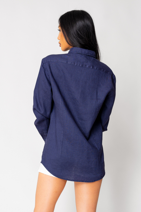 Boyfriend Shirt Linen Navy [5]
