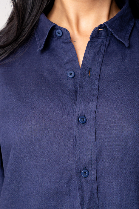 Boyfriend Shirt Linen Navy [6]