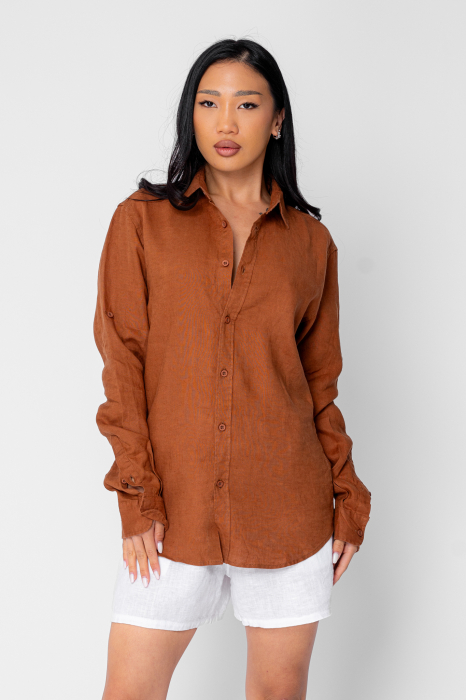 Boyfriend Shirt Linen Brown [2]