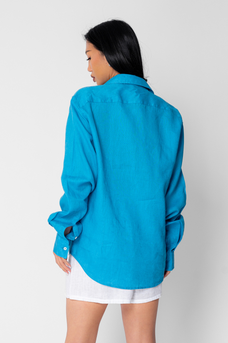 Boyfriend Shirt Linen Turquoise [3]