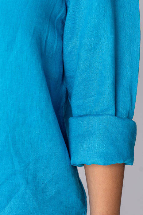 Boyfriend Shirt Linen Turquoise [4]