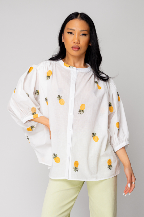Short sleeves Embroidered shirt White [2]