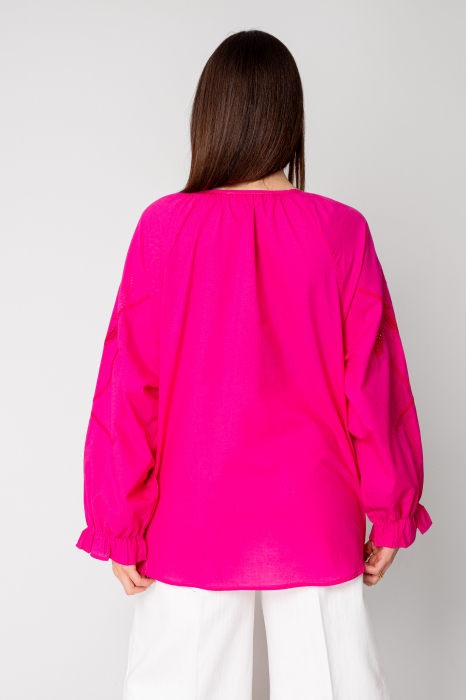 Long sleeves Embroidered shirt Fuchsia [4]