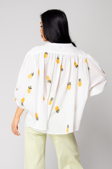 Short sleeves Embroidered shirt White [4]