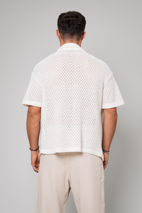 Short-sleeved knitted shirt White [3]