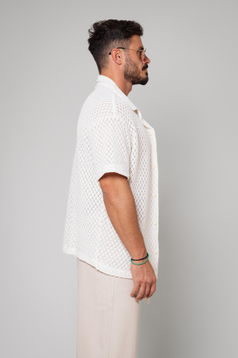 Short-sleeved knitted shirt White [2]