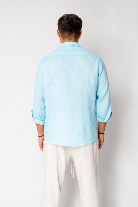 Linen Men shirt Blue New [3]