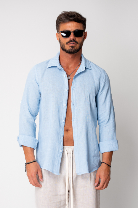 Linen 100% shirt Sky Blue [2]