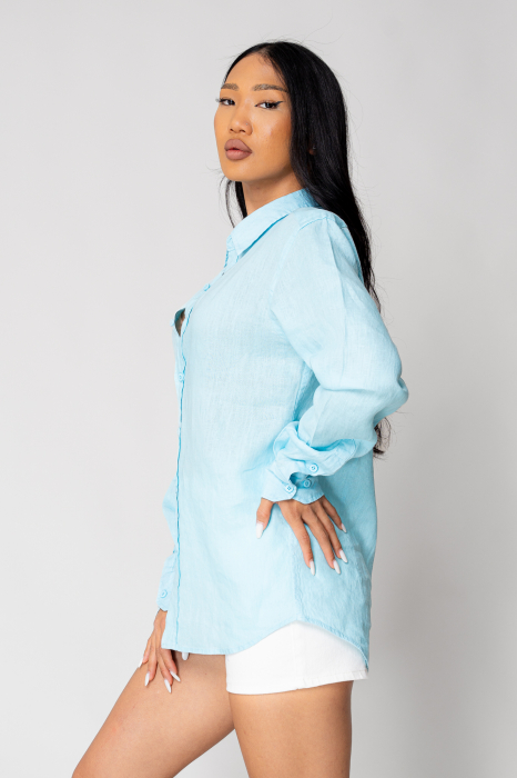 Boyfriend Shirt Linen Sky Blue New [3]