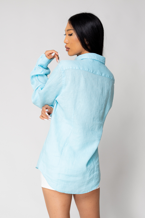 Boyfriend Shirt Linen Sky Blue New [4]