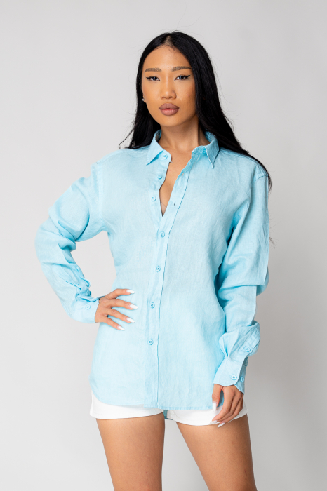 Boyfriend Shirt Linen Sky Blue New [2]