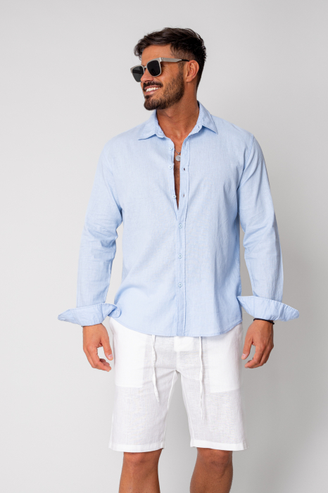 Camasa din IN cu nasturi Sky Blue [2]