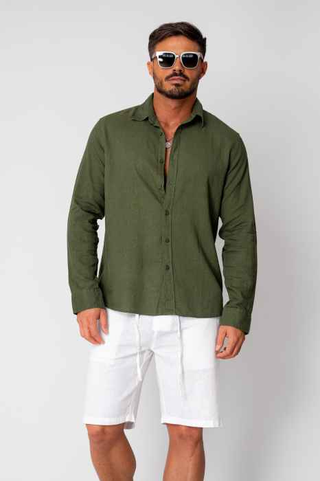 Linen shirt with botton closure Green [2]