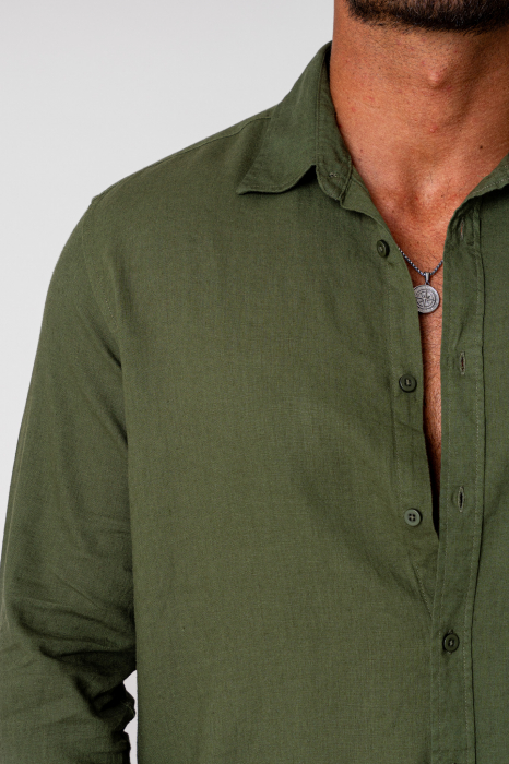 Linen shirt with botton closure Green [5]