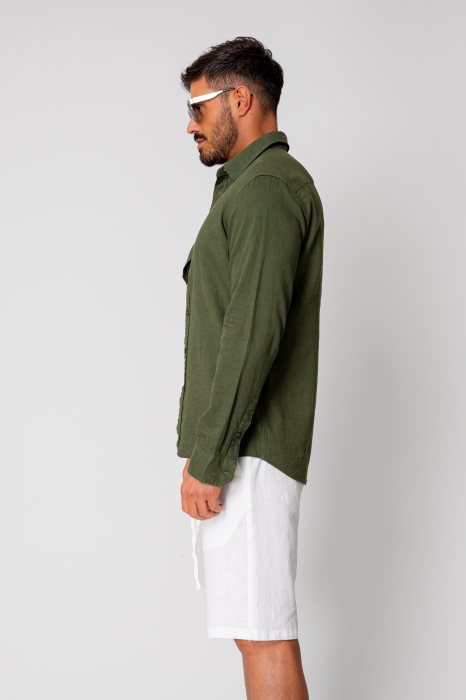Linen shirt with botton closure Green [3]