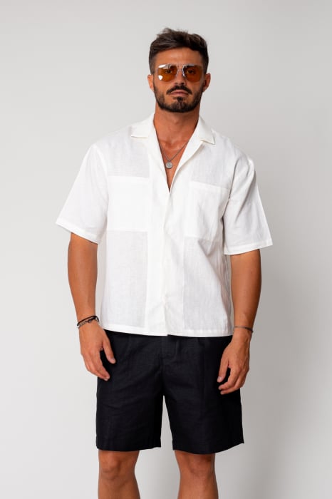Short sleeve cotton shirt White [2]