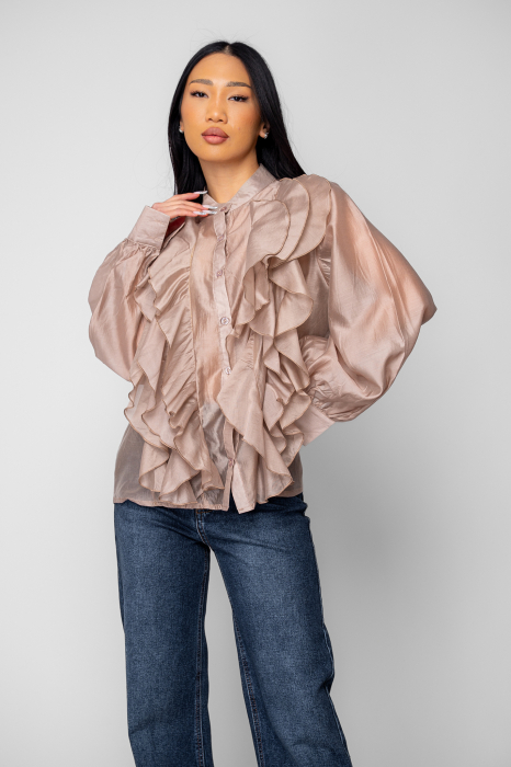 Camasa femei cu volane Taupe [2]