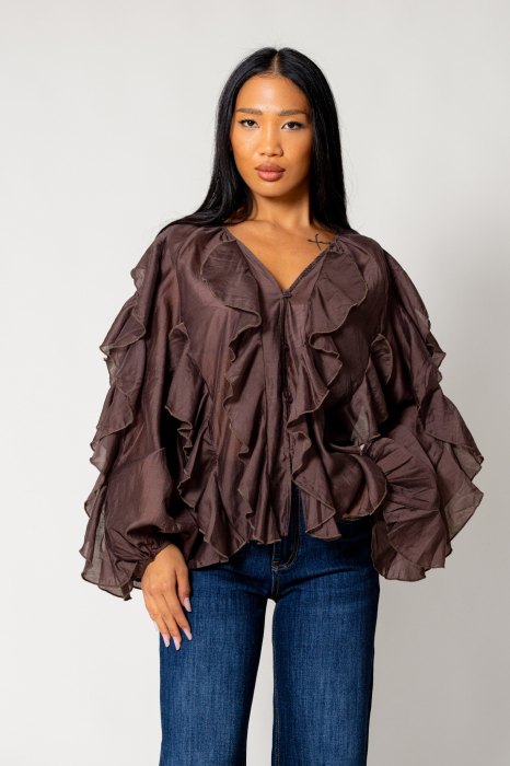 Women's shirt with ruffles Brown [1]