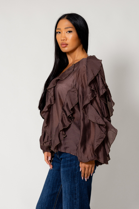 Women's shirt with ruffles Brown [2]