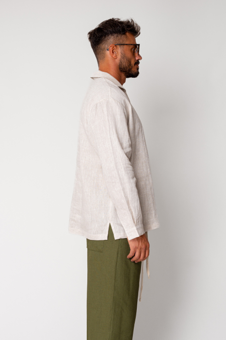 100% Linen tunic shirt Light Beige [2]