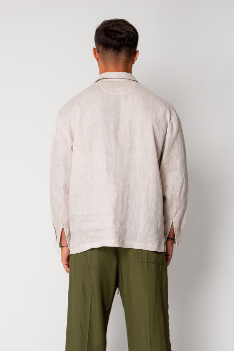 100% Linen tunic shirt Light Beige [3]