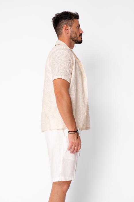 Knitted shirt with short sleeve Beige [2]