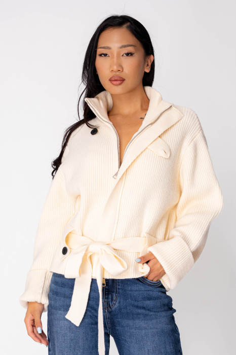 Short zip cardigan Cream [4]
