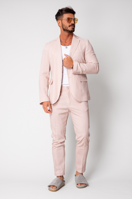 Ralph linen jacket and long pants suit Light Rose New [2]