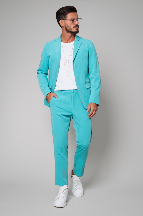 Costum sacou si pantalon lung Turquoise [2]