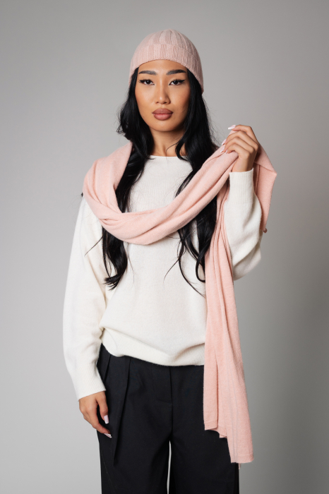 Fular din mix de lana si casmir Light Rose [2]