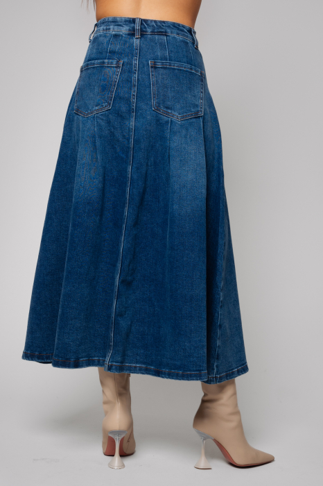 Fusta lunga din denim Dark Blue [4]