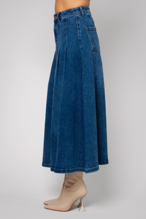 Fusta lunga din denim Dark Blue [3]