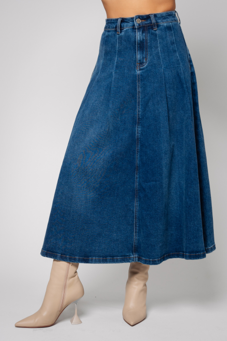 Fusta lunga din denim Dark Blue [2]