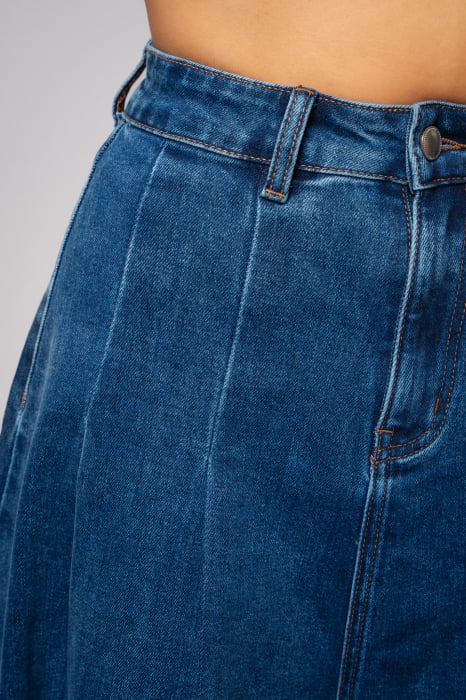 Fusta lunga din denim Dark Blue [5]