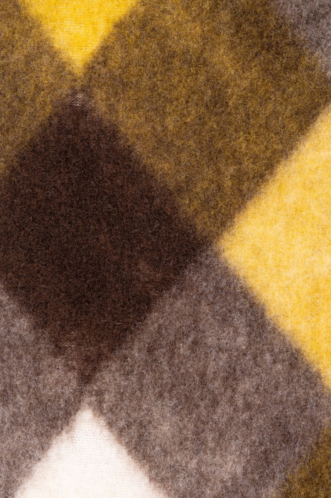 Short wool blend skirt in brown/mustard check [4]