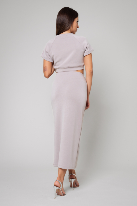 Set Top scurt si fusta Taupe [4]
