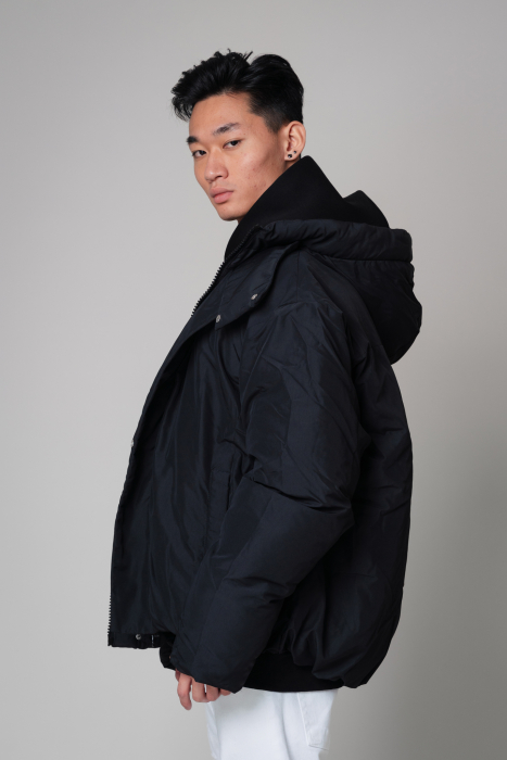 Geaca cu fermoar si gluga Huge Oversized Black [3]