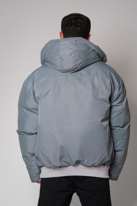 Geaca cu fermoar si gluga Huge Oversized Grey [4]