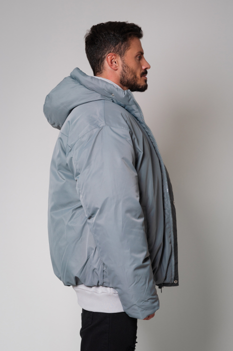 Geaca cu fermoar si gluga Huge Oversized Grey [3]