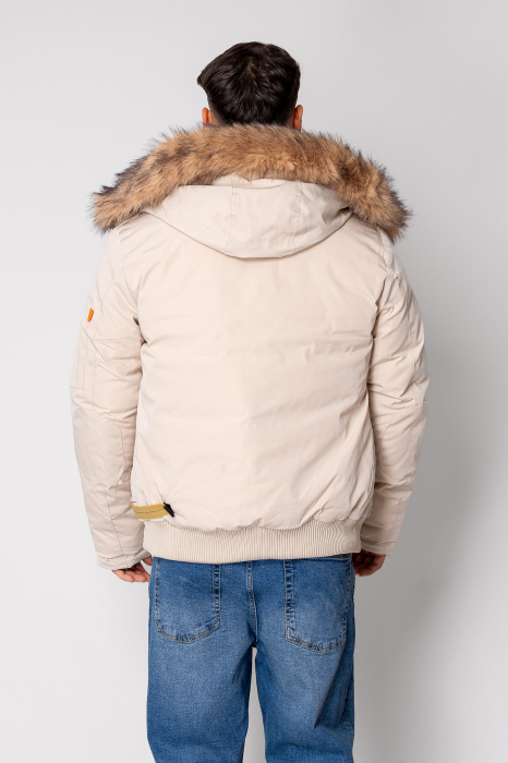 Geaca Heavy cu fermoar si buzunare Beige [3]